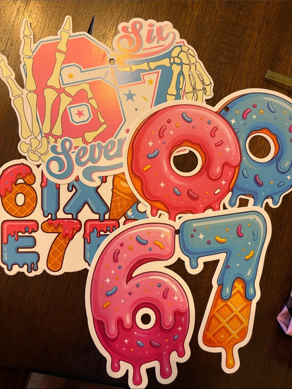 Colorful “6/7” Birthday Party Kit - Hats, Bags, Cups, decor etc